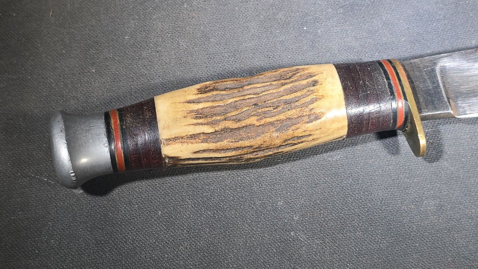 Vintage Stag-Handled Hunting Knife with Leather Sheath, Manufactured by John Nowill and Sons, Sheffield, England