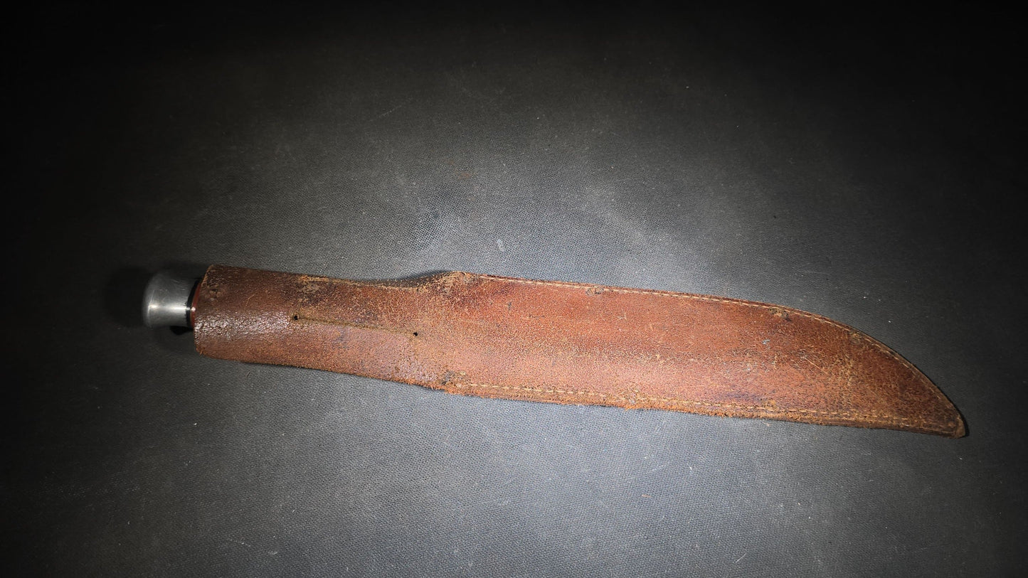 Vintage Stag-Handled Hunting Knife with Leather Sheath, Manufactured by John Nowill and Sons, Sheffield, England