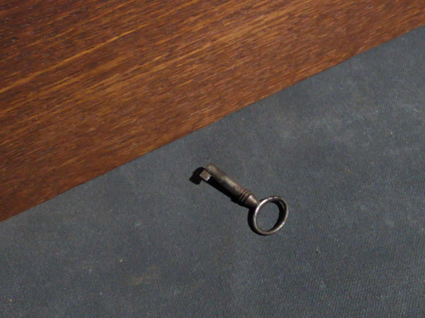 Antique Oak Keyed Document Box with Brass Handle and Working Lock with Key