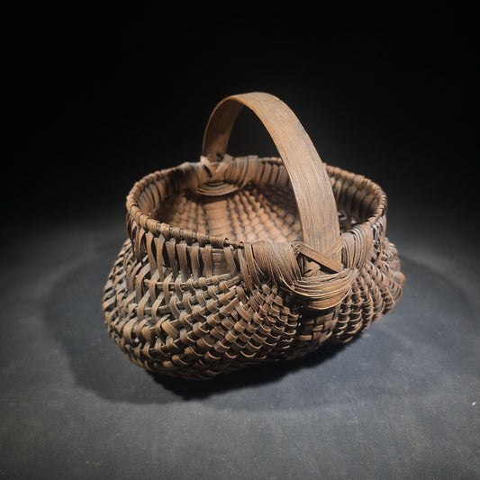 Antique Split Oak Buttocks Basket with Bent Wood Handle