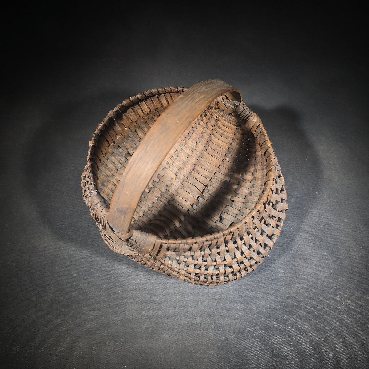 Antique Split Oak Buttocks Basket with Bent Wood Handle