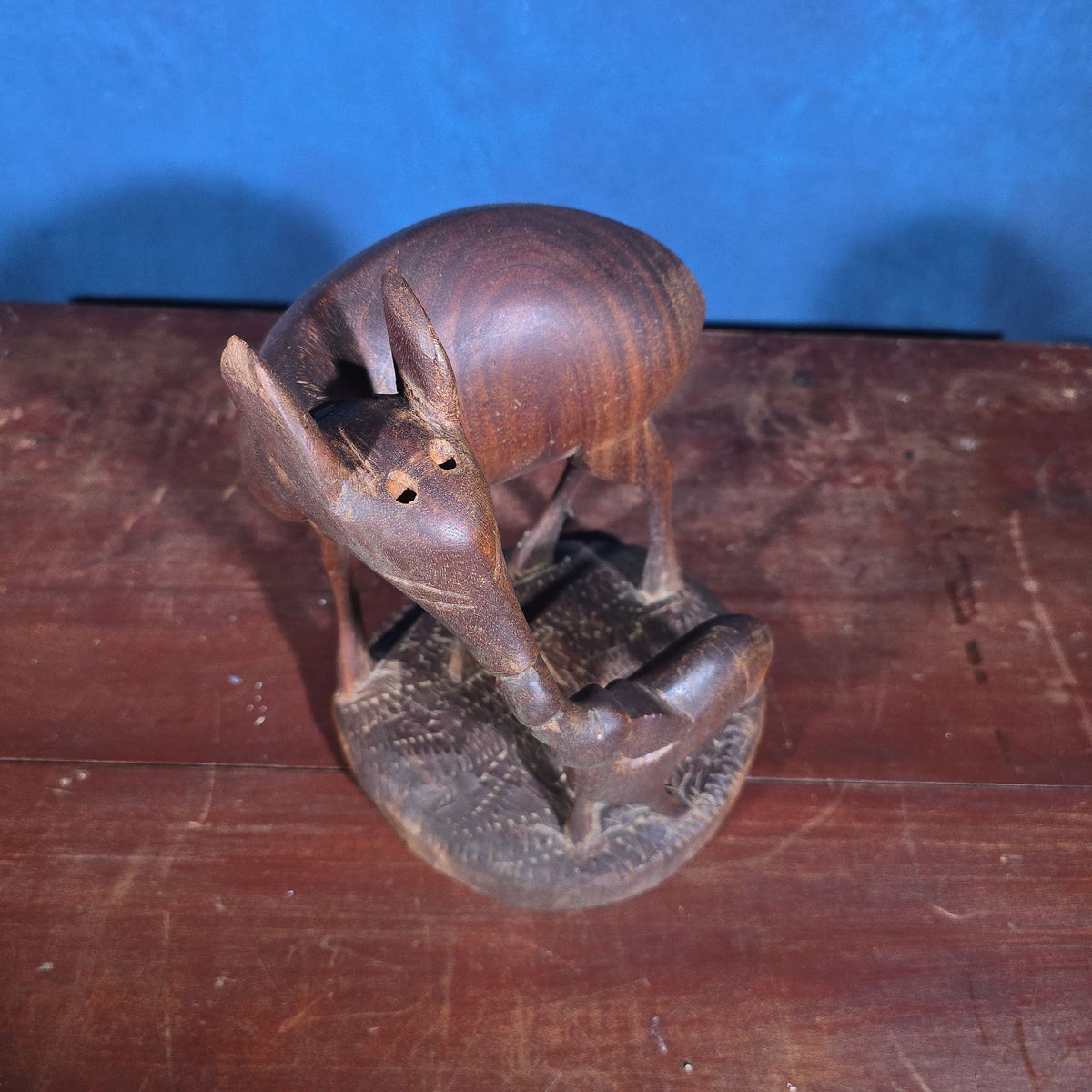 Vintage Carved Wood Figural Sculpture of a Deer and Fawn