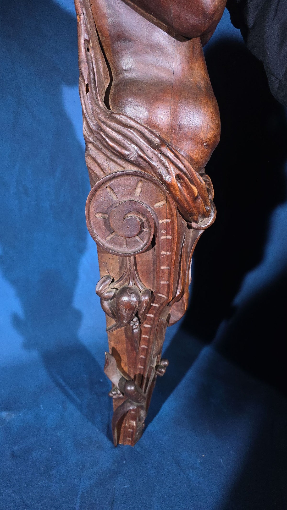 Antique Carved Wood Figural Caryatid Architectural Element