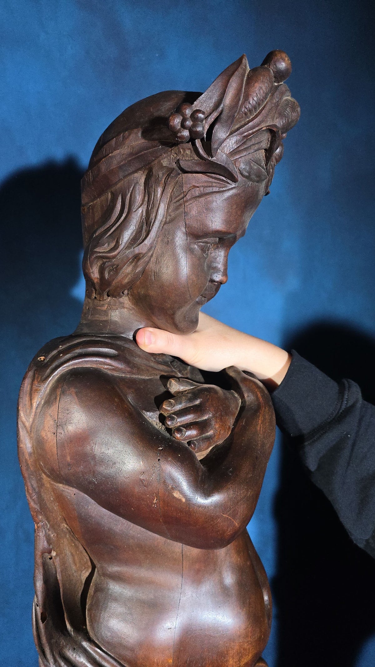 Antique Carved Wood Figural Caryatid Architectural Element