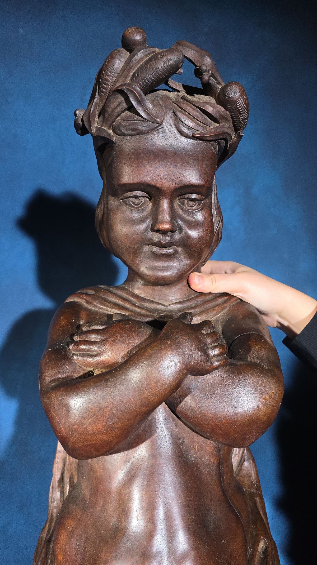 Antique Carved Wood Figural Caryatid Architectural Element