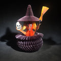 Lot 146 - Vintage Halloween Honeycomb Tissue Paper Witch Table Decoration with Skull and Broom, Handmade in Denmark