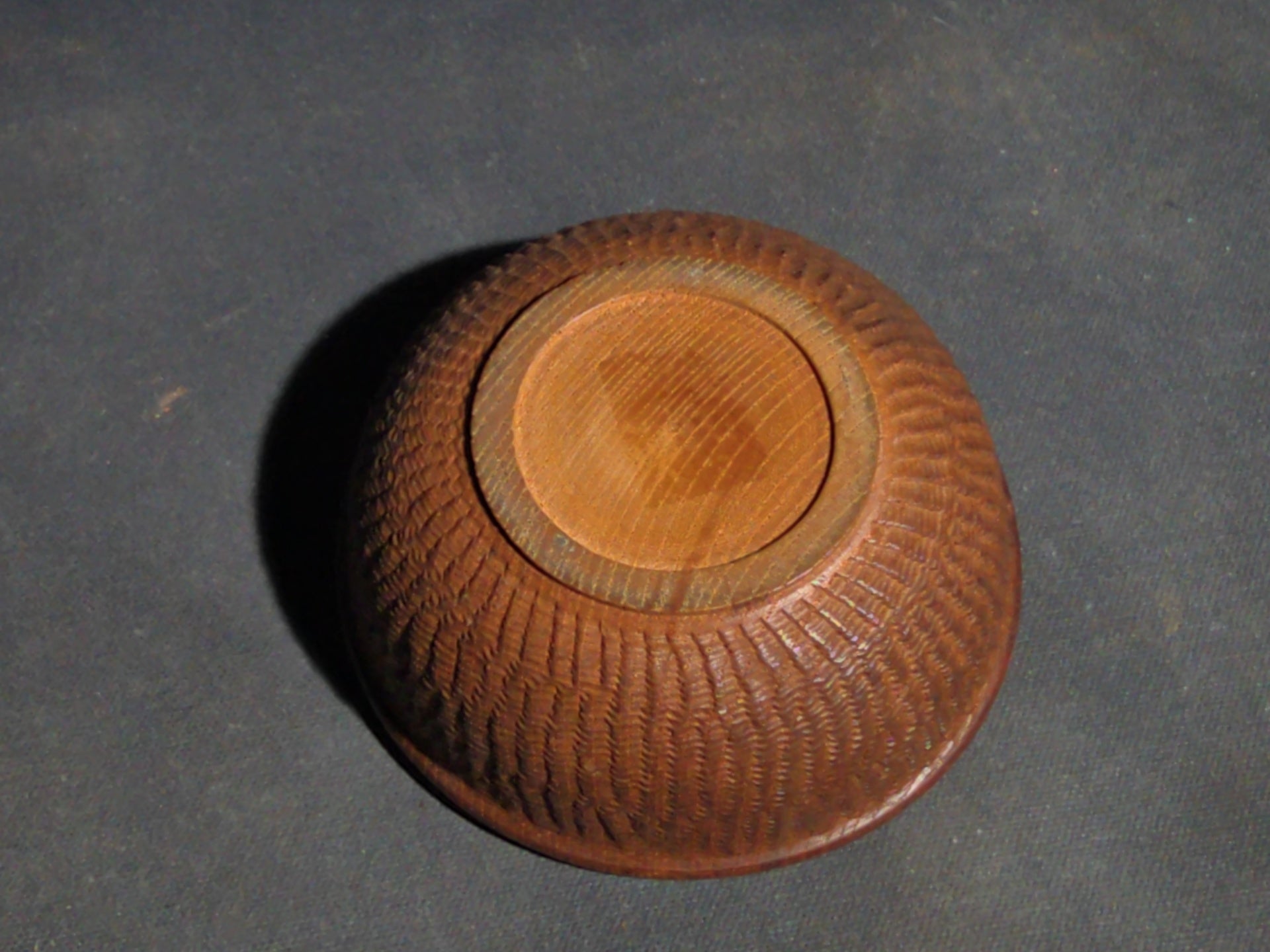 Grouping of Four Vintage Wood Boxes including Two Japanese Lidded Round Boxes with Mount Fuji Landscapes and Japanese Coaster Set, and Antique English Coin Balance Box with Currency Table