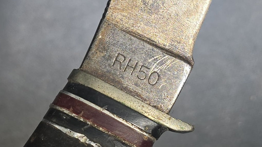 Vintage Remington DuPont RH56 Fixed Blade Hunting Knife with Stacked Leather Handle in Modern Sheath