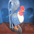 Lot 152 - Vintage Folk Art Carved and Painted Wood Rooster Figure, 9" L x 19-1/2" H