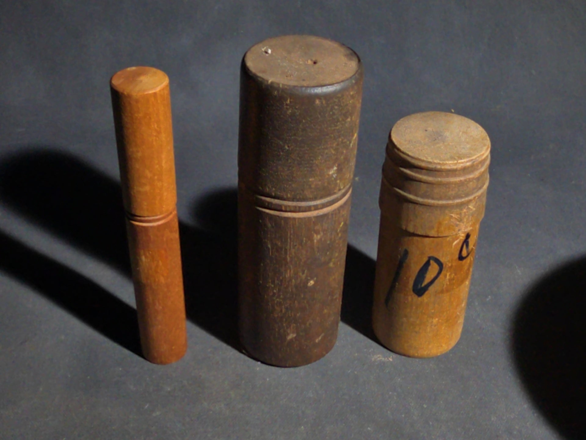 Grouping of Eight Antique, Vintage, and Modern Wooden Smalls Including Hughes "The Shoe Man" Advertising Shoehorn from Dover, New Hampshire, Turned Bowl Signed Jason Szafranski, Taylor Etched-Stem Thermometer, and "Century" Ear Syringe Case