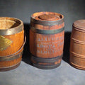 Lot 130 - Trio of Antique Wooden Advertising Containers Including F.W. Devoe & Co. White Lead Bucket with Brass Plaque, Hamilton's California Kadota Figs Barrel, and Briggs Smoking Tobacco Barrel