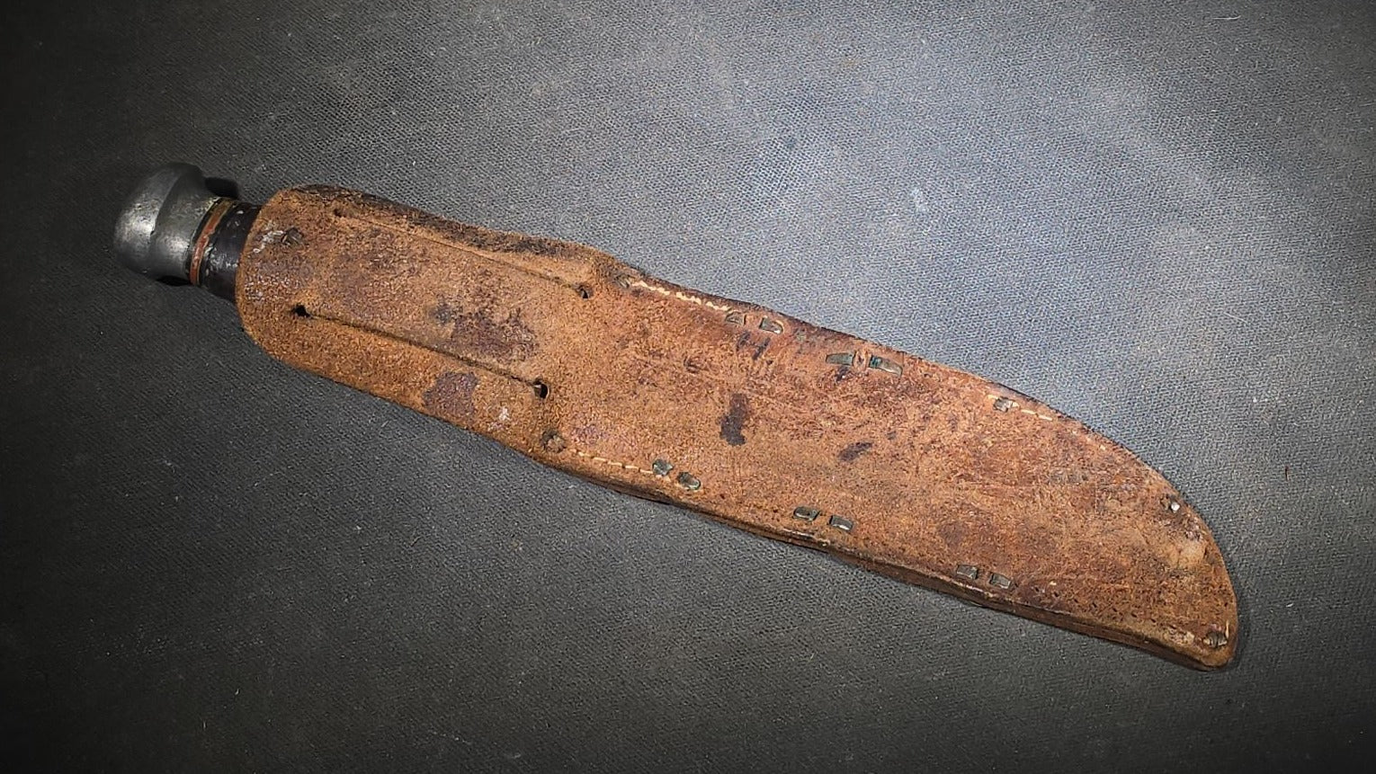 Vintage Marble's Fixed-Blade Knife with Stacked Leather Handle and Leather Sheath, Manufactured by Marble's, Gladstone, Michigan