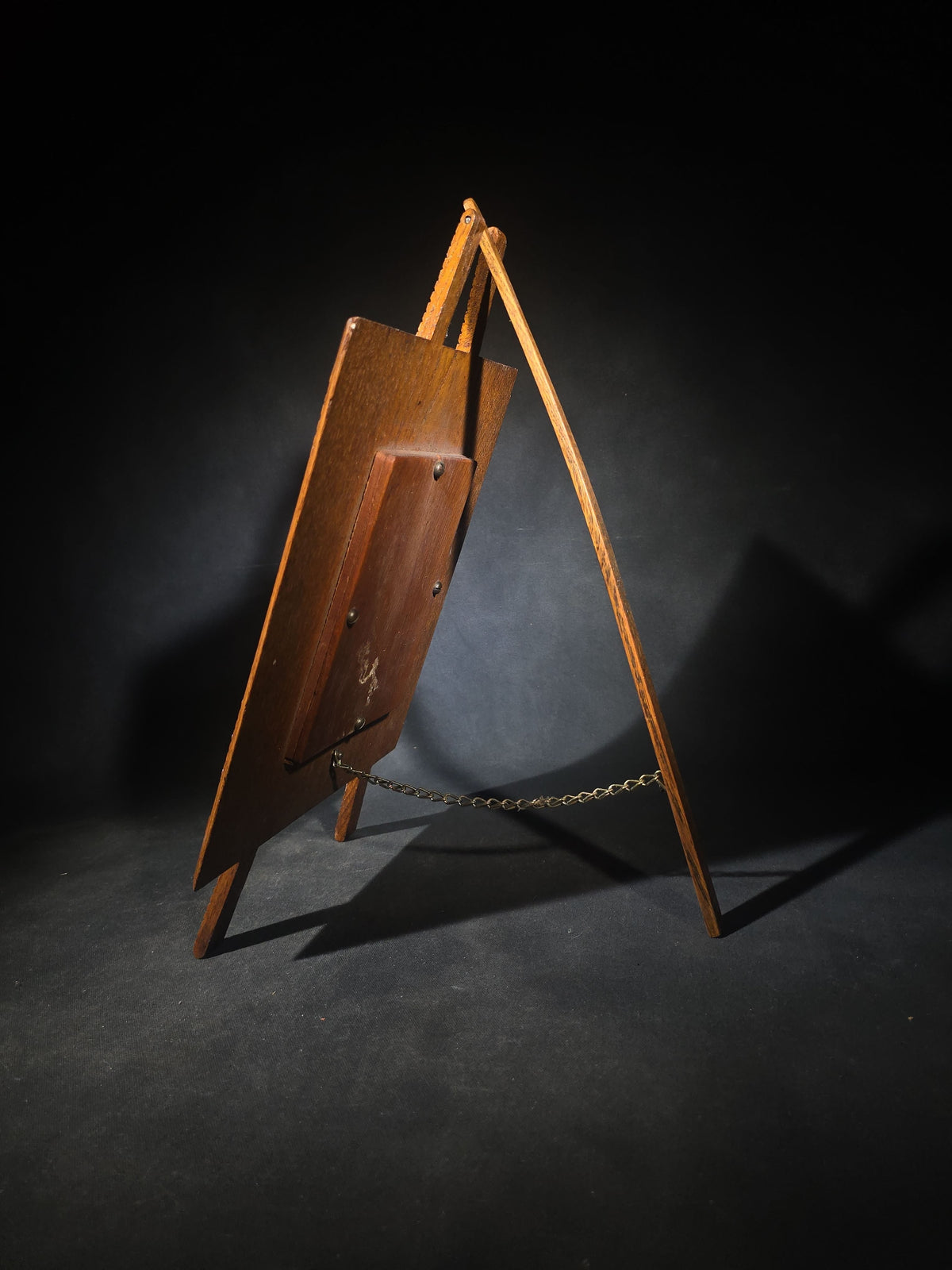 Antique Chip-Carved Folk Art Easel Picture Frame with Photograph of a Seated Young Woman