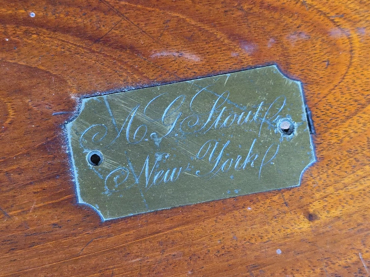 Antique Mahogany Tool Chest with Brass Hardware, Engraved "A. G. Stout / New York"