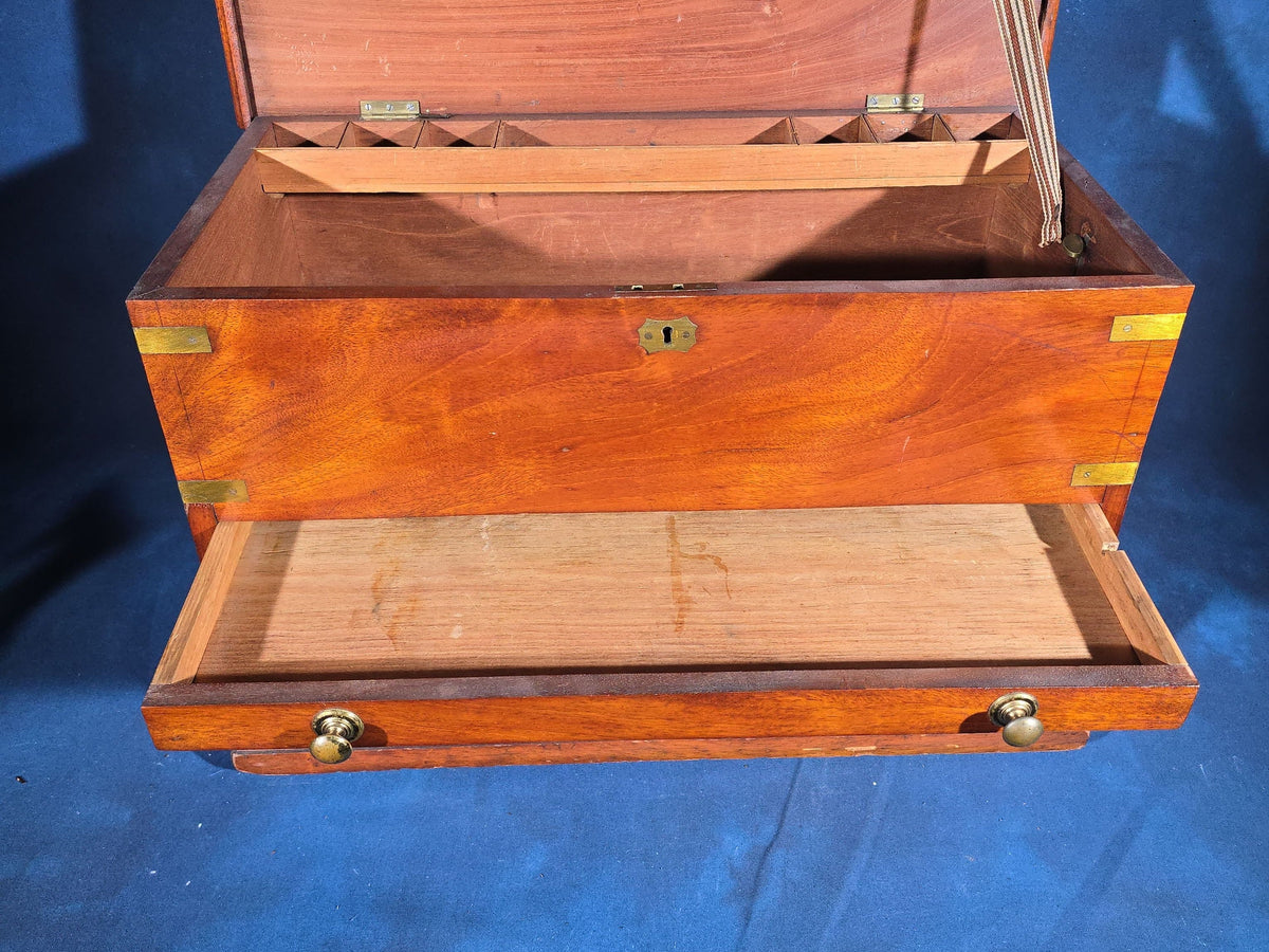 Antique Mahogany Tool Chest with Brass Hardware, Engraved "A. G. Stout / New York"