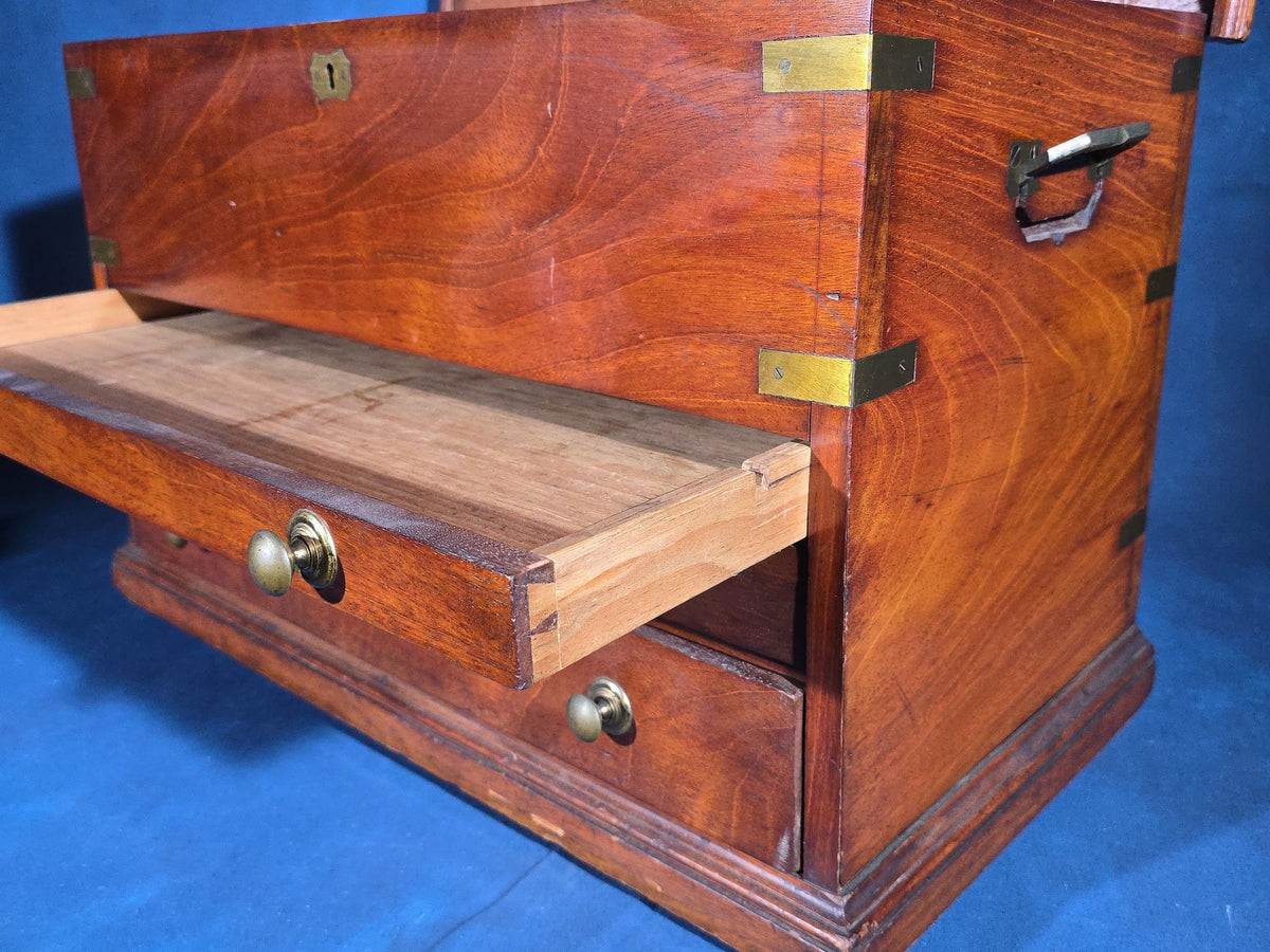 Antique Mahogany Tool Chest with Brass Hardware, Engraved "A. G. Stout / New York"