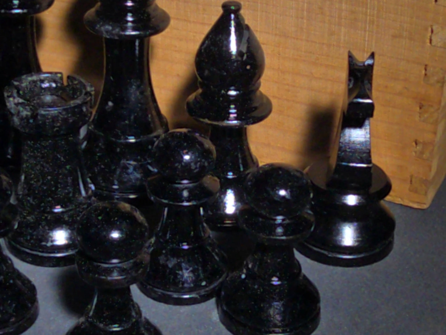 Vintage Complete Staunton-Style Carved Wood Chess Set in Wood Box, Manufactured by Phidias, Made in France