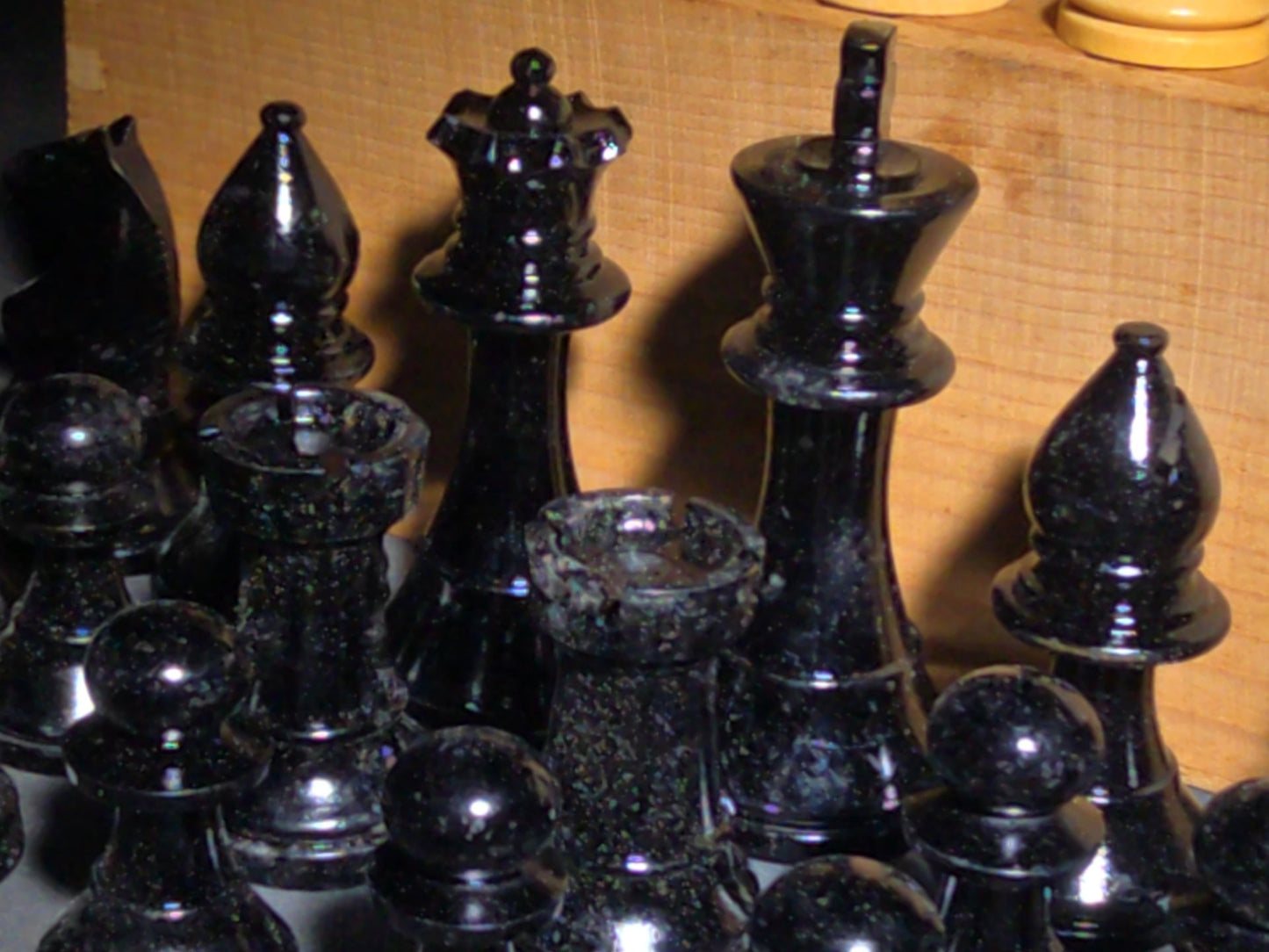 Vintage Complete Staunton-Style Carved Wood Chess Set in Wood Box, Manufactured by Phidias, Made in France