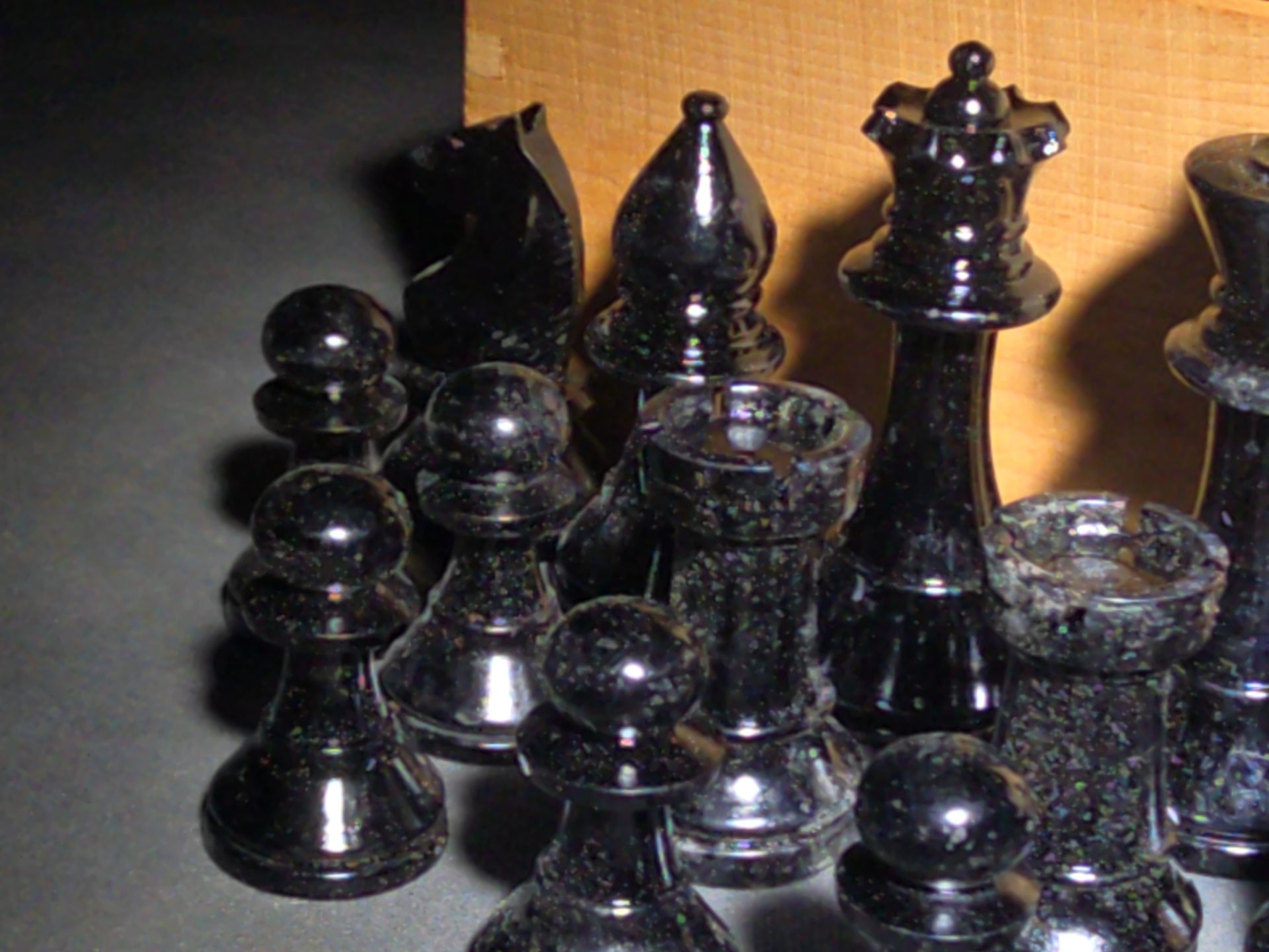Vintage Complete Staunton-Style Carved Wood Chess Set in Wood Box, Manufactured by Phidias, Made in France