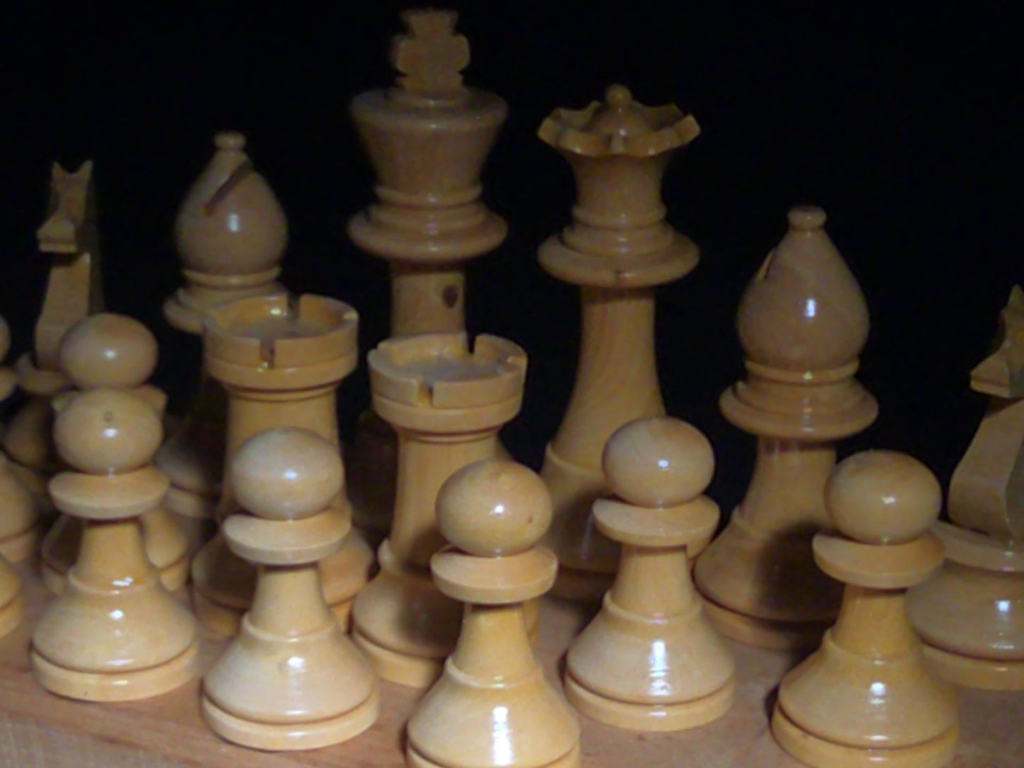 Vintage Complete Staunton-Style Carved Wood Chess Set in Wood Box, Manufactured by Phidias, Made in France