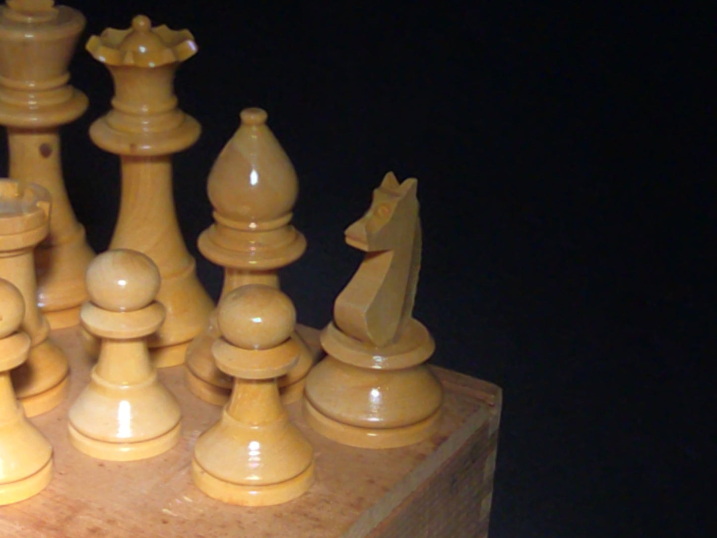 Vintage Complete Staunton-Style Carved Wood Chess Set in Wood Box, Manufactured by Phidias, Made in France