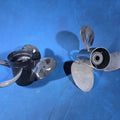 Lot 194 - Pair of Vintage Three-Blade Boat Propellers Including a Michigan Wheel Vortex Four-Blade and a Stainless Steel Three-Blade