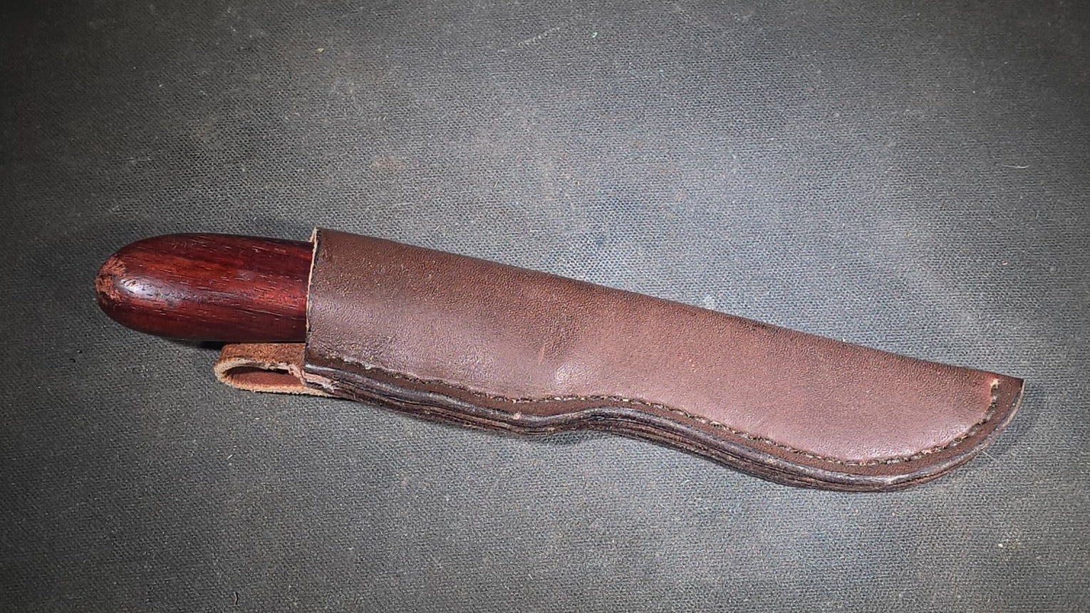 Modern Fixed-Blade Knife with Wood Handle and Leather Sheath, Marked JB 10, 52100 Steel, Circa 2010