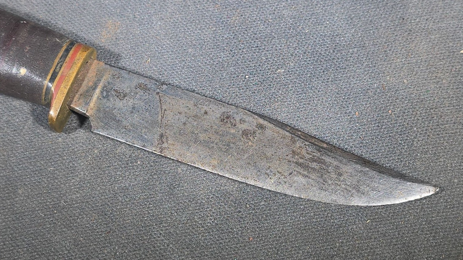 Vintage Hunting Knife with Stacked Leather Handle and Leather Sheath, Made in England