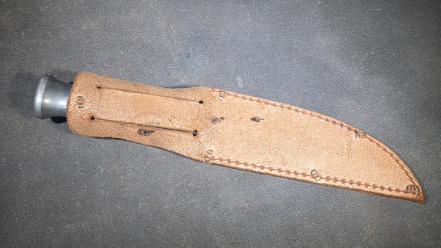 Vintage Hunting Knife with Stacked Leather Handle and Leather Sheath, Made in England