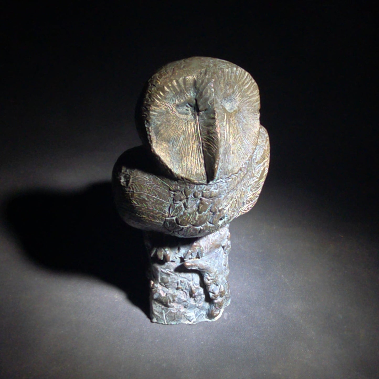 Vintage Bronze Owl Sculpture on Naturalistic Base, Signed Arthur Hacker