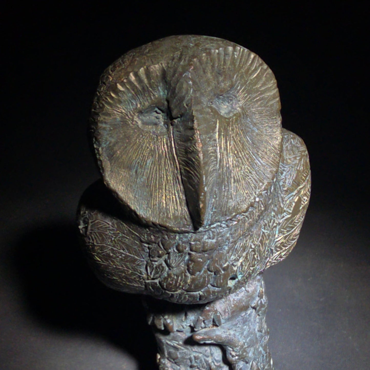 Vintage Bronze Owl Sculpture on Naturalistic Base, Signed Arthur Hacker