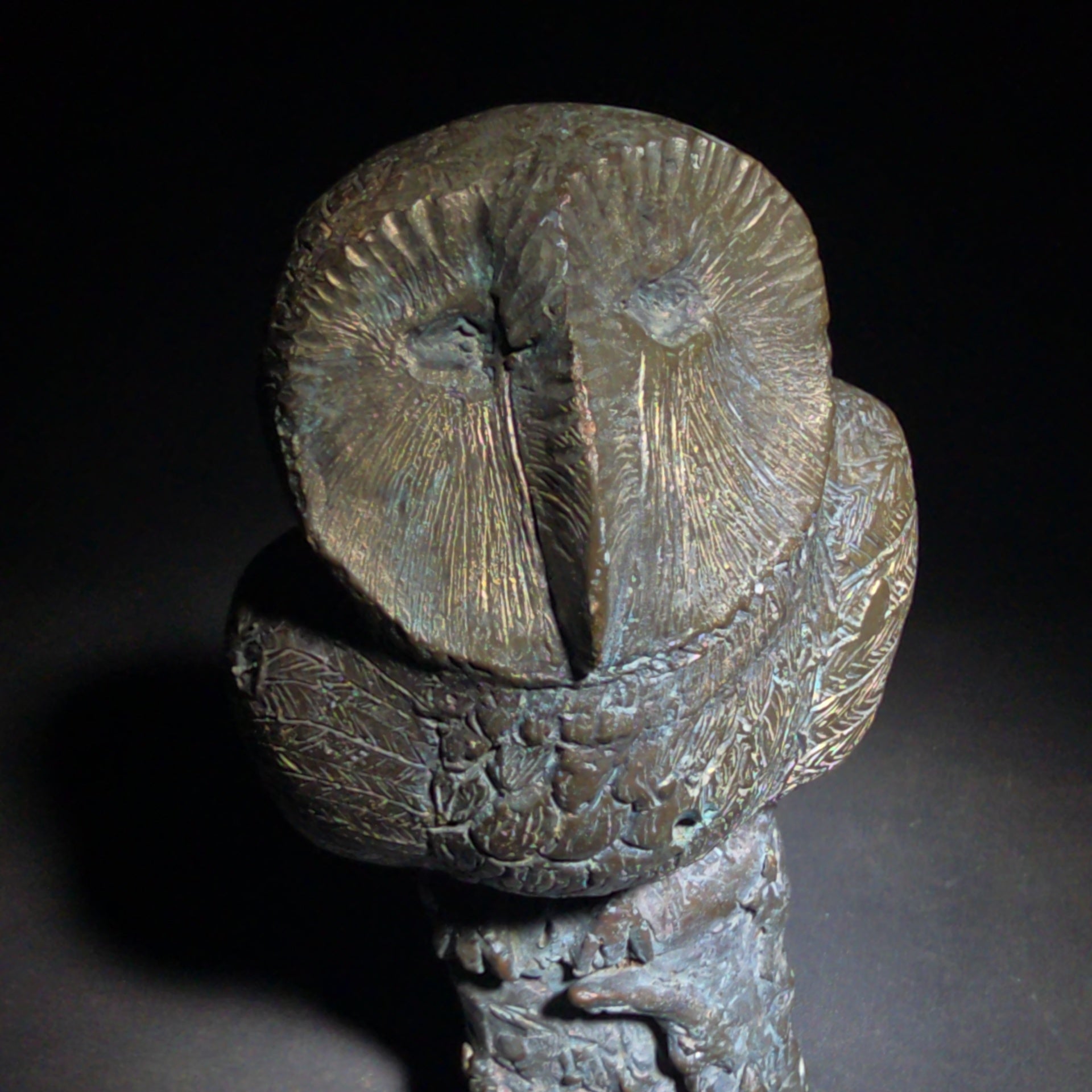 Vintage Bronze Owl Sculpture on Naturalistic Base, Signed Arthur Hacker