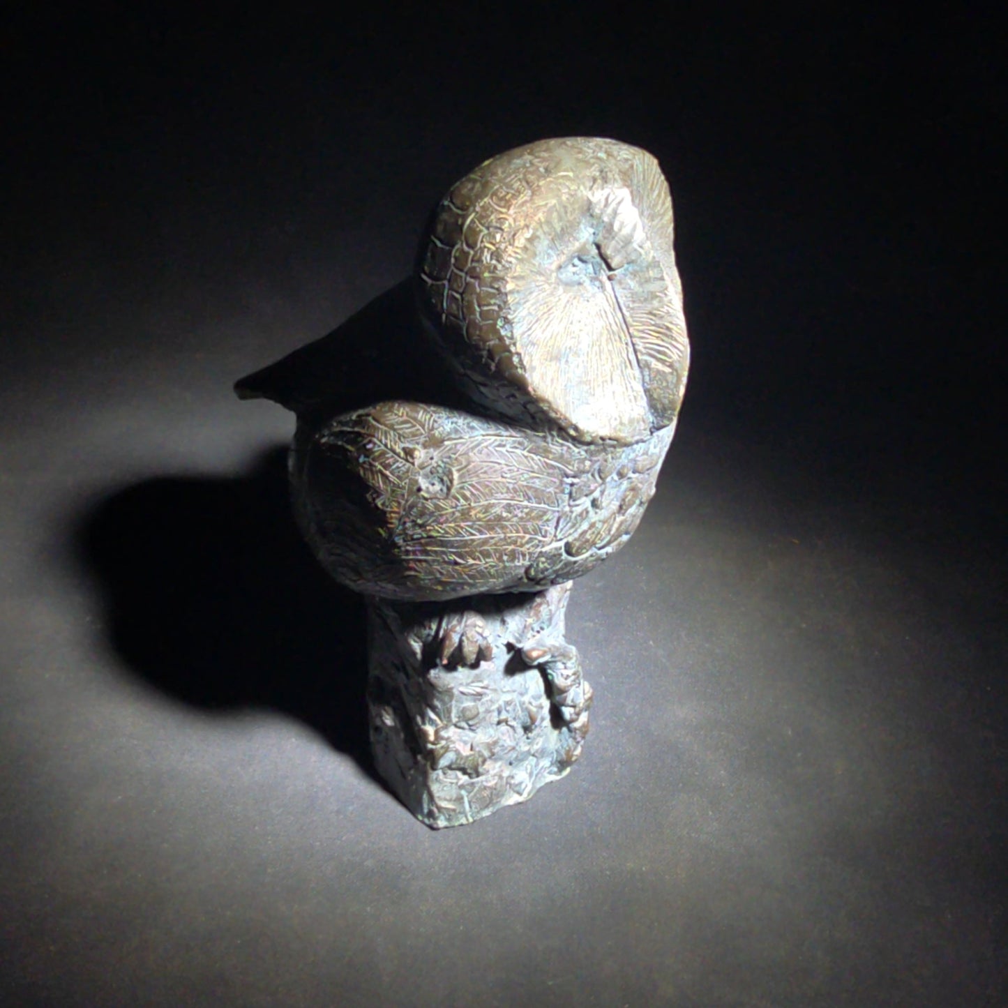 Vintage Bronze Owl Sculpture on Naturalistic Base, Signed Arthur Hacker