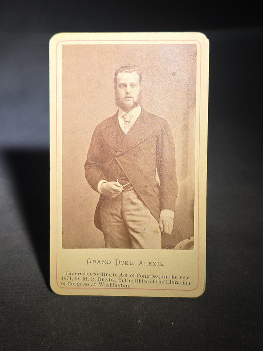 Antique Carte De Visite C.D.V. Photograph of Grand Duke Alexis of Russia, Photographed by Mathew B. Brady, Brady's National Photographic Portrait Galleries, 1871
