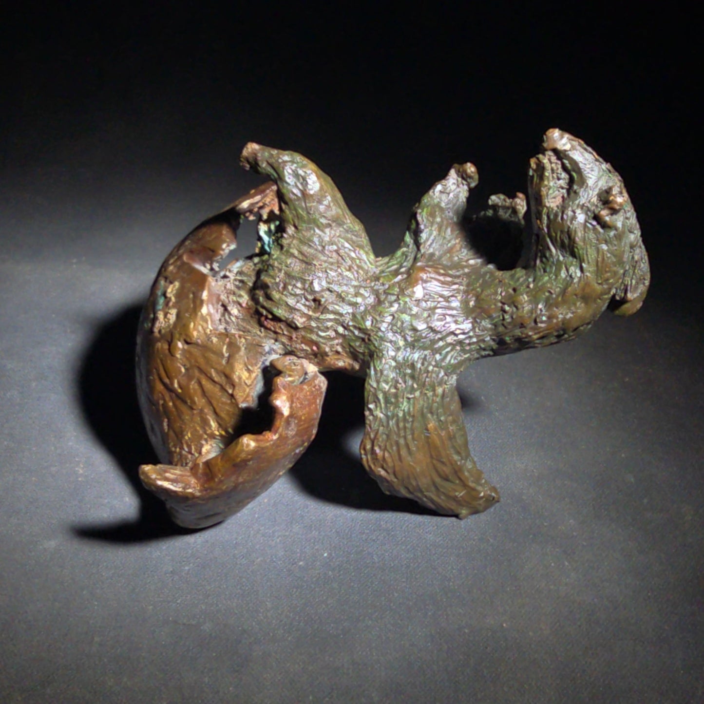 Vintage Abstract Bronze Sculpture of a Bird Hatching from an Egg