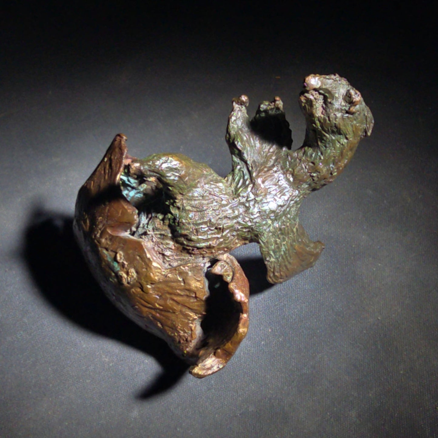 Vintage Abstract Bronze Sculpture of a Bird Hatching from an Egg