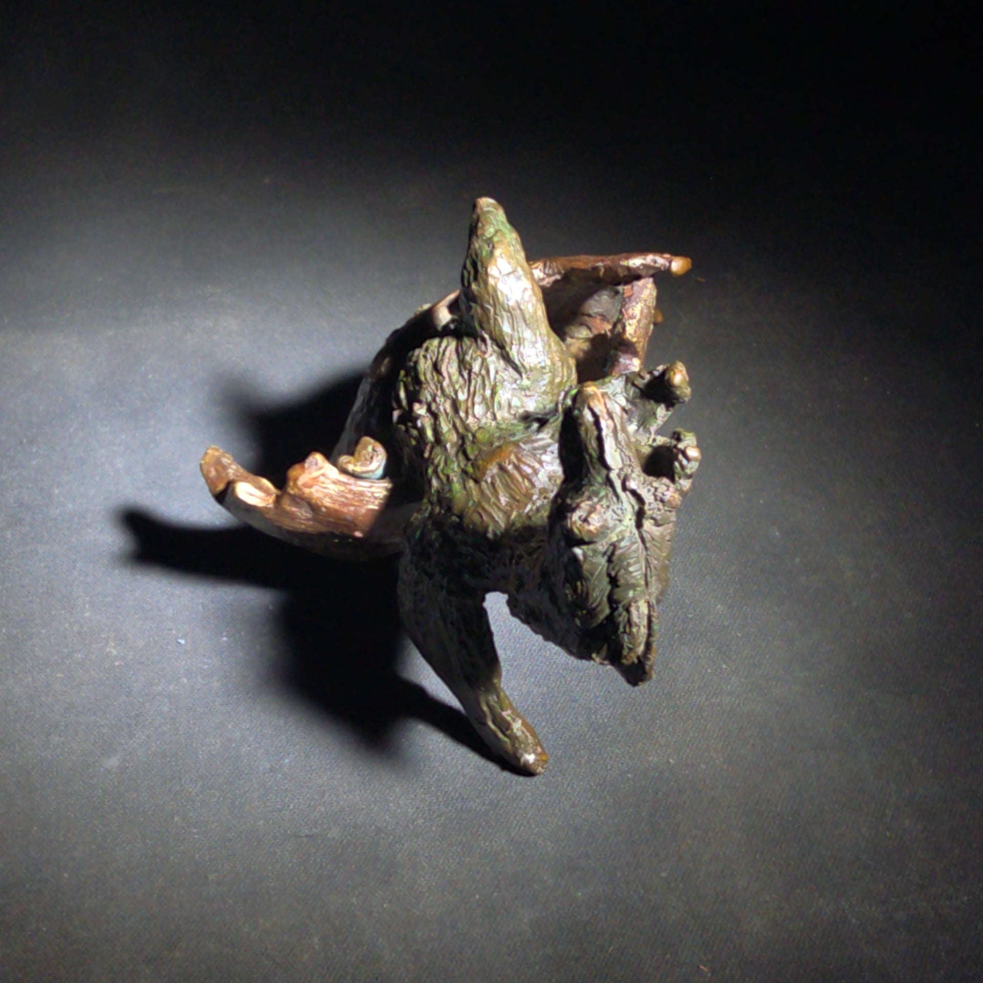 Vintage Abstract Bronze Sculpture of a Bird Hatching from an Egg