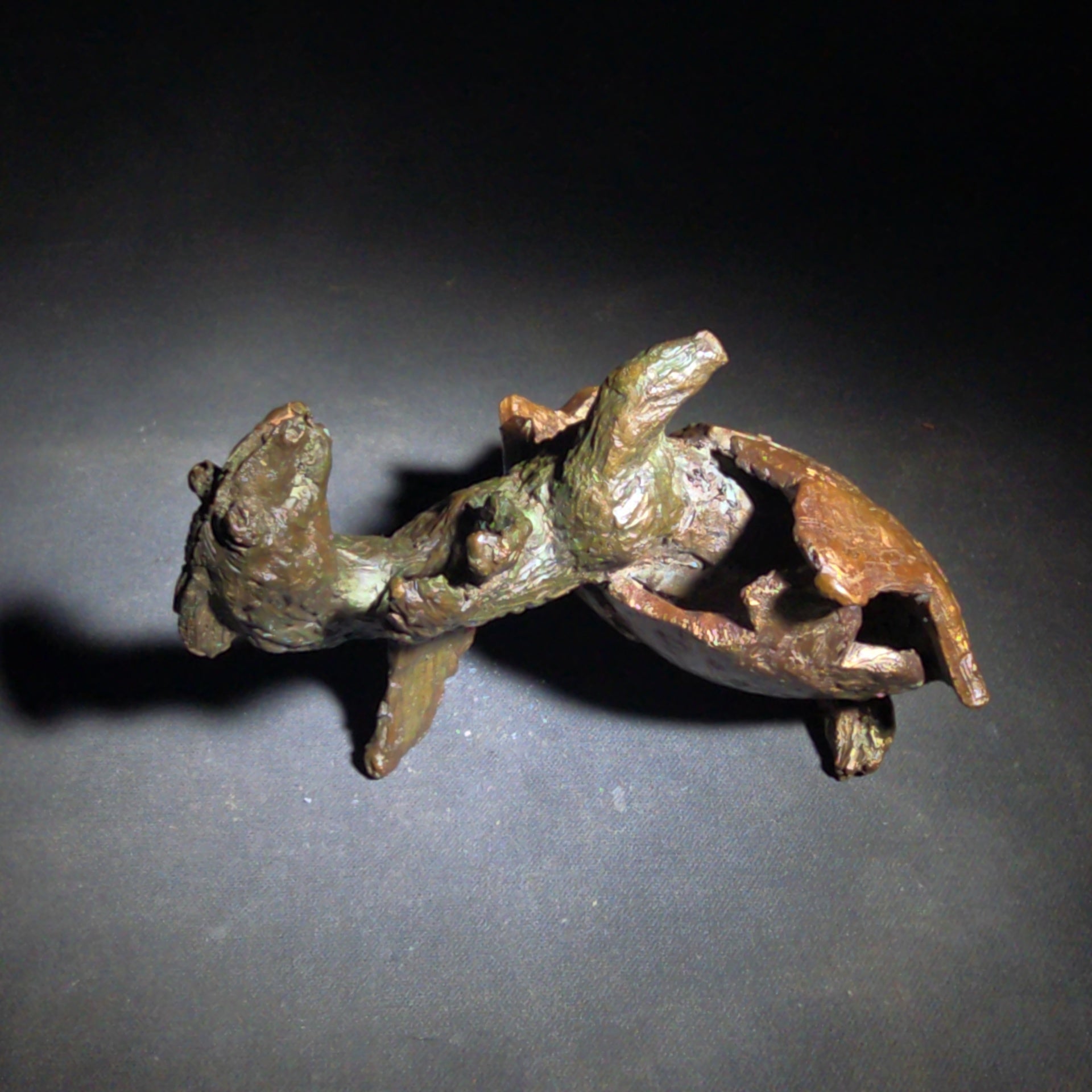 Vintage Abstract Bronze Sculpture of a Bird Hatching from an Egg