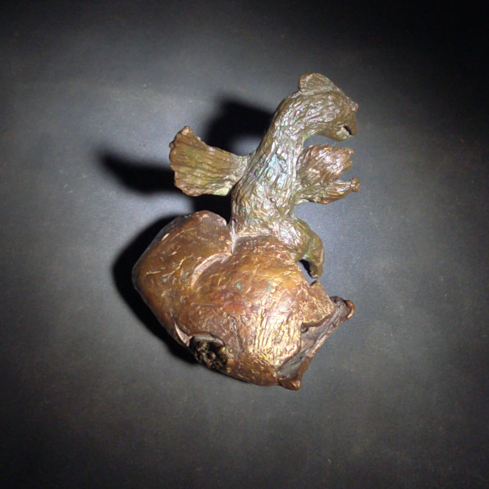 Vintage Abstract Bronze Sculpture of a Bird Hatching from an Egg