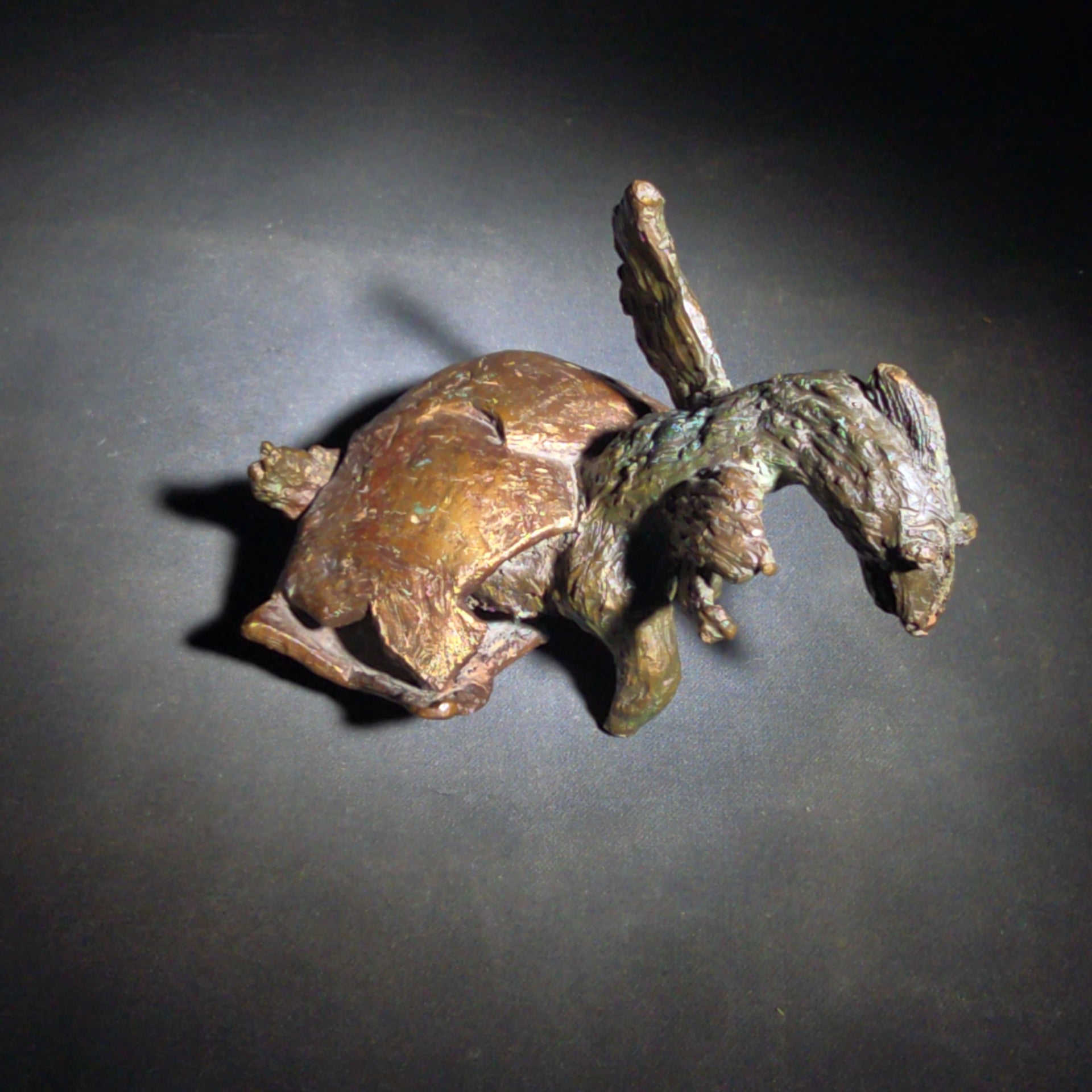 Vintage Abstract Bronze Sculpture of a Bird Hatching from an Egg