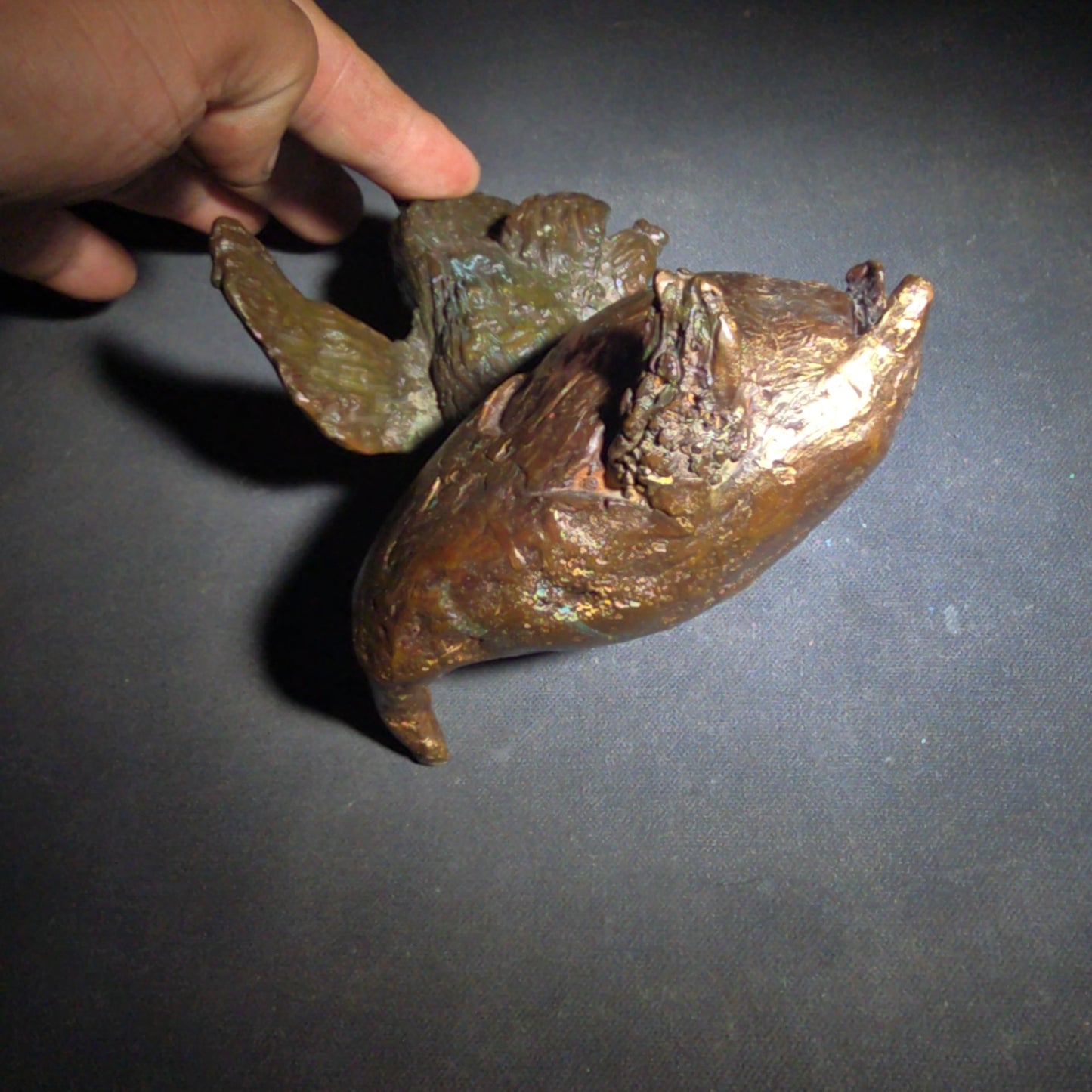 Vintage Abstract Bronze Sculpture of a Bird Hatching from an Egg
