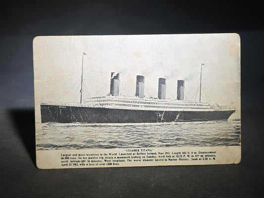 Antique "Steamer Titanic" Postcard with Sinking Details, Published by Tichnor Brothers, Inc., Boston, Massachusetts and Los Angeles, California