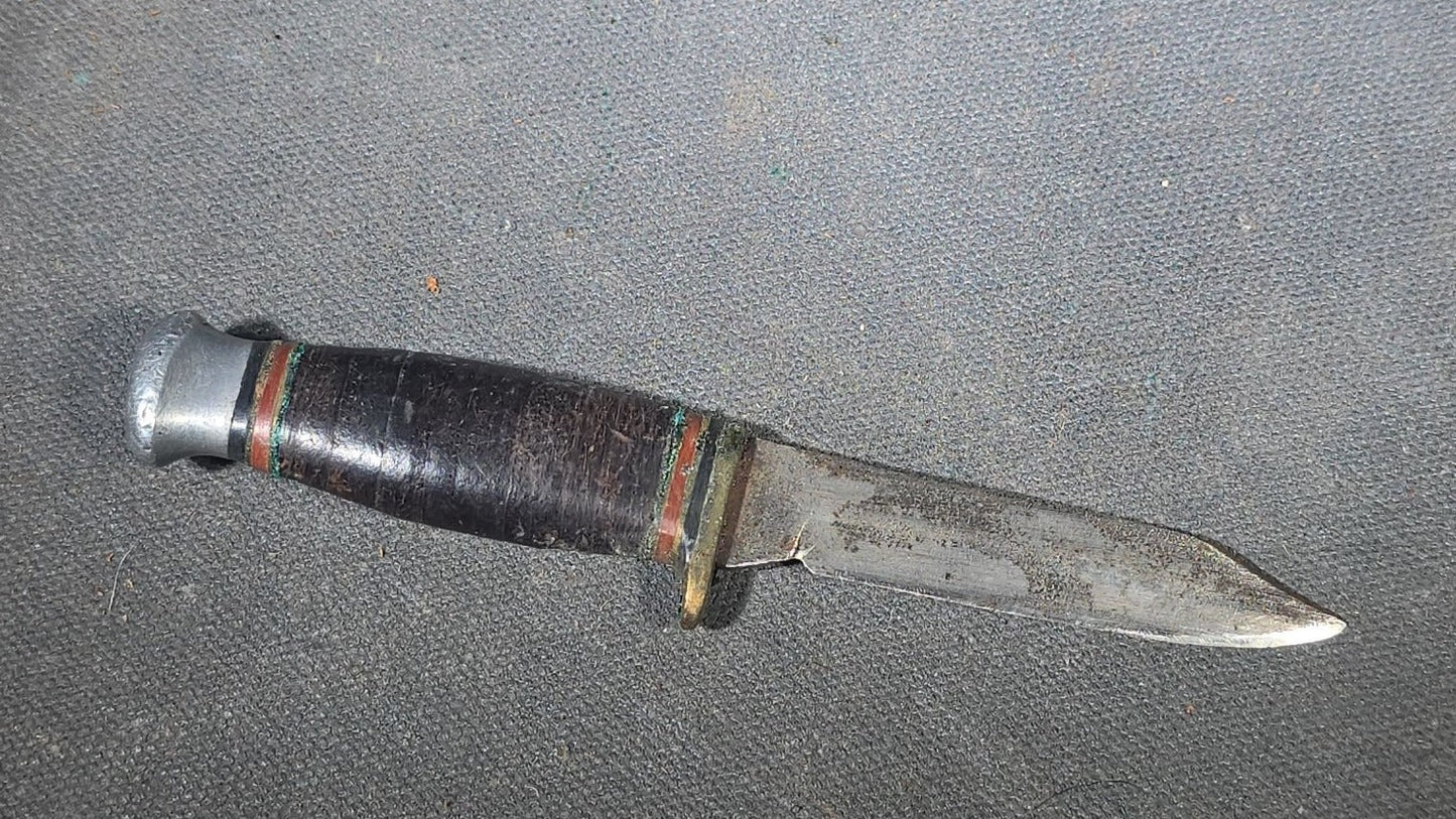 Vintage Miniature Fixed-Blade Knife with Leather Sheath, Manufactured by William Rodgers, Sheffield, England