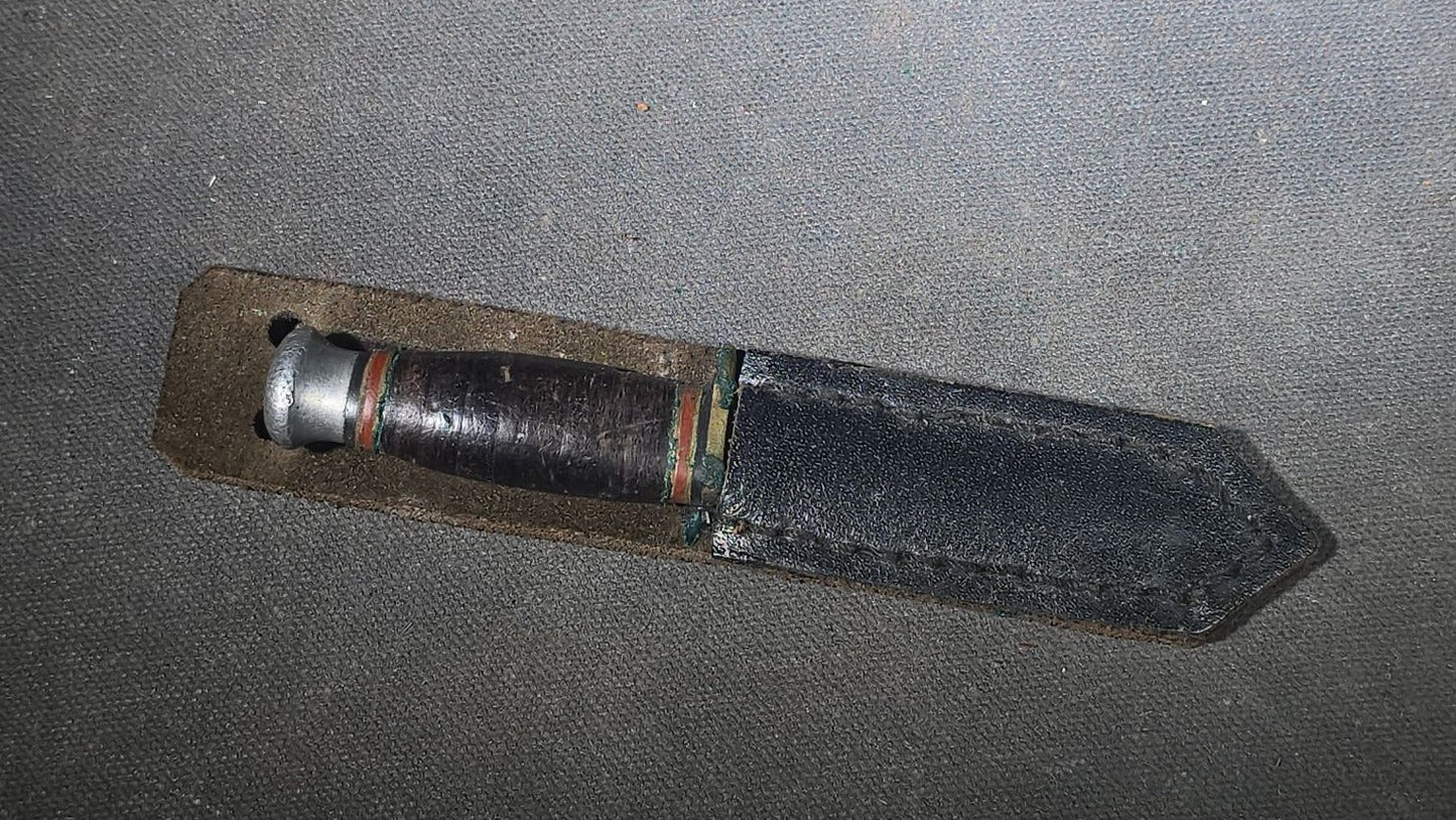 Vintage Miniature Fixed-Blade Knife with Leather Sheath, Manufactured by William Rodgers, Sheffield, England