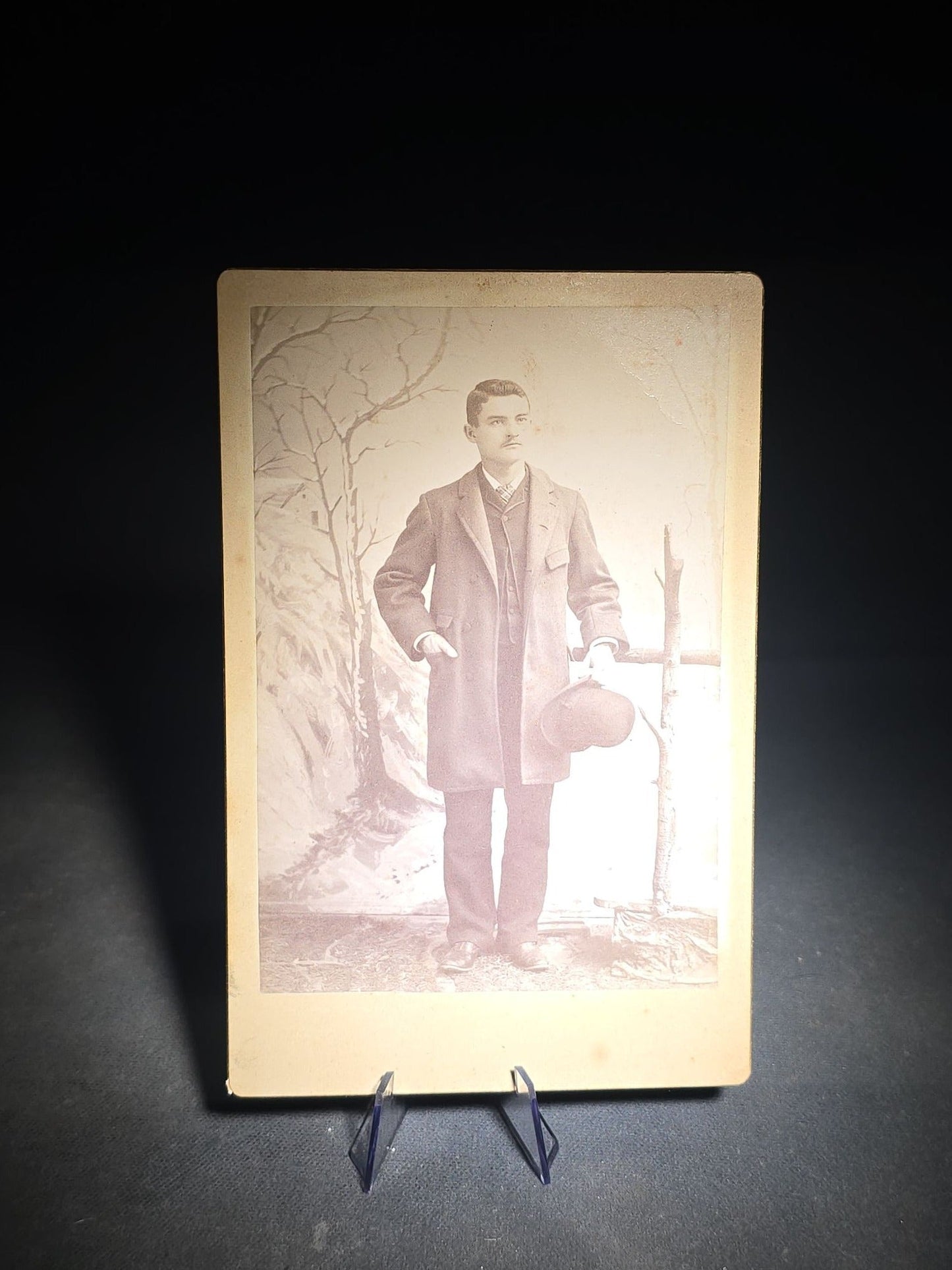 Grouping of 12 Antique and Vintage Photographs including Crescent Moon Snapshot, Rock Formation C.D.V., Child with Doll Cabinet Card by Schloeder, and Girl with Hoop Cabinet Card by Neale, Tremont, New York