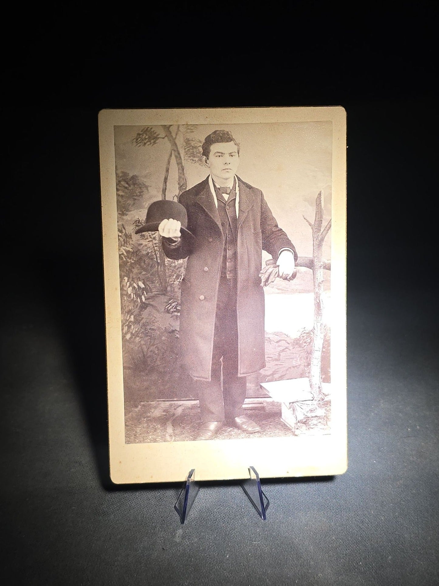Grouping of 12 Antique and Vintage Photographs including Crescent Moon Snapshot, Rock Formation C.D.V., Child with Doll Cabinet Card by Schloeder, and Girl with Hoop Cabinet Card by Neale, Tremont, New York