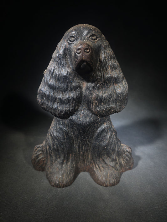 Vintage Cast Iron Cocker Spaniel Dog Doorstop, Manufactured by Virginia Metalcrafters, Waynesboro, Virginia, Copyright 1949