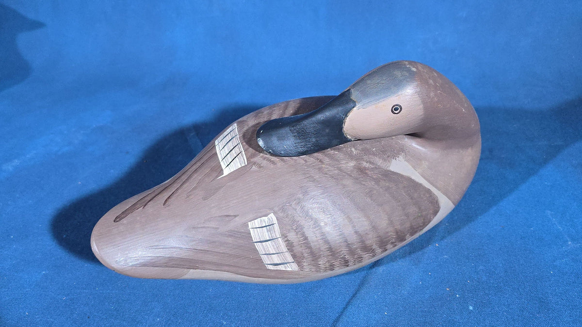 Grouping of Four Vintage Hand-Carved and Hand-Painted Duck Decoys including Canvasback Signed Capt. Harry R. Jobes and Scoter Carved J.H. Whitney