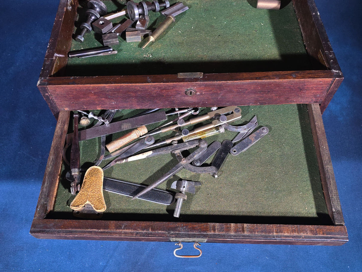 Antique Machinist's Tool Chest with Three Drawers and Contents