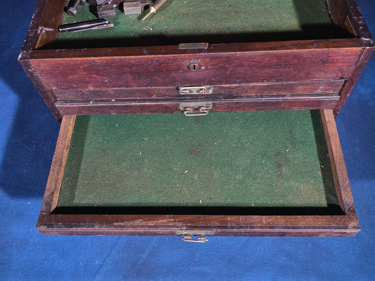 Antique Machinist's Tool Chest with Three Drawers and Contents